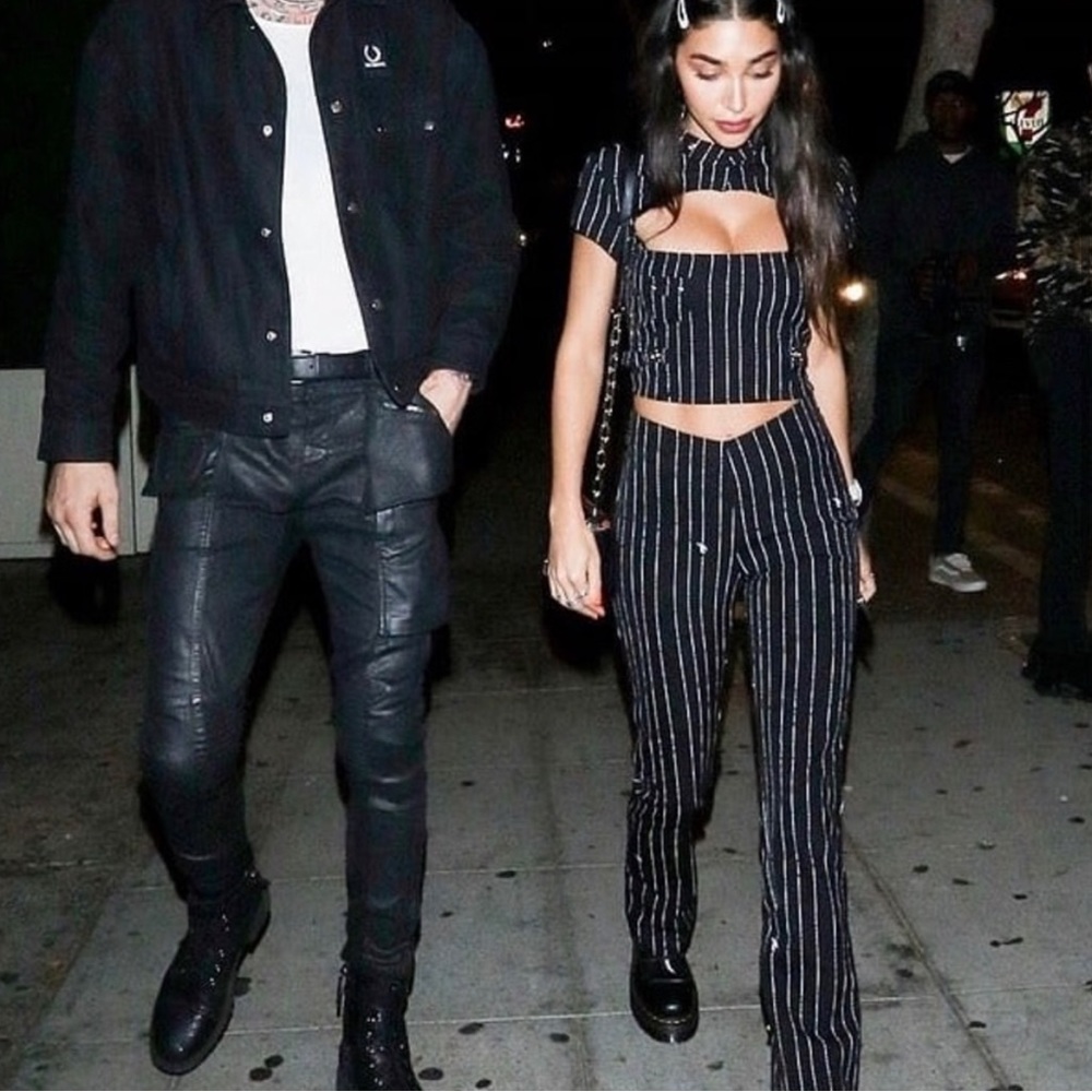 I.Am.Gia Pinstripe with “Gia” Logo Black Pants